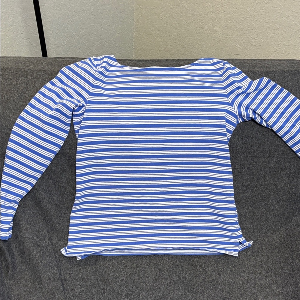 Talbots Blue and White Striped Cotton Top